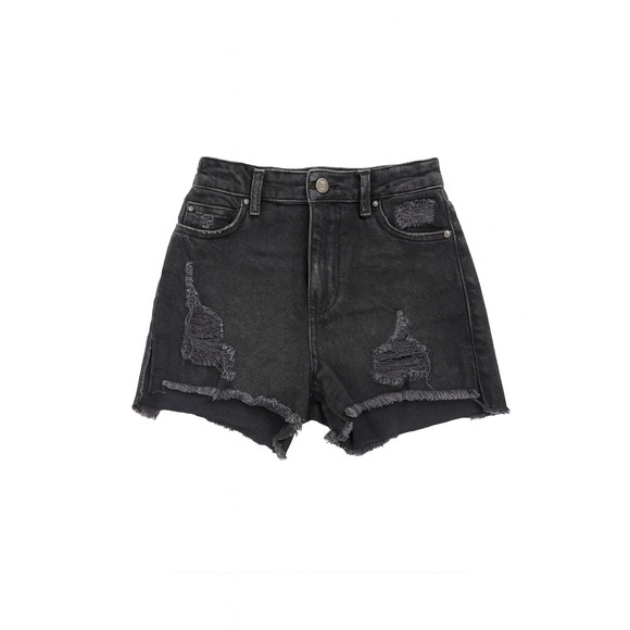 Guess Women’s Black Distressed Denim Shorts High Waist Ripped Jean Cutoff Sz 24 - Picture 1 of 5